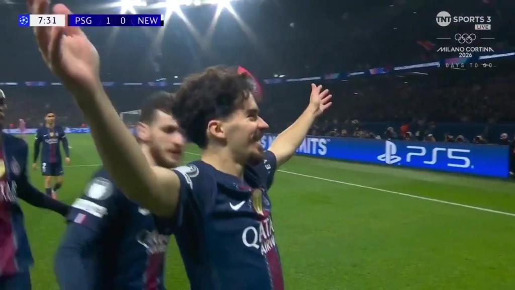 巴黎主场先下一城！K77送助攻，维蒂尼亚禁区线抽射破门！