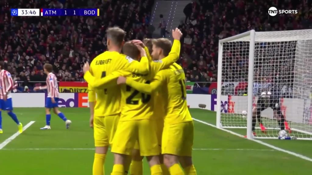 博德闪耀1-1扳平马竞！舍沃尔德禁区内抢点捅射破门！