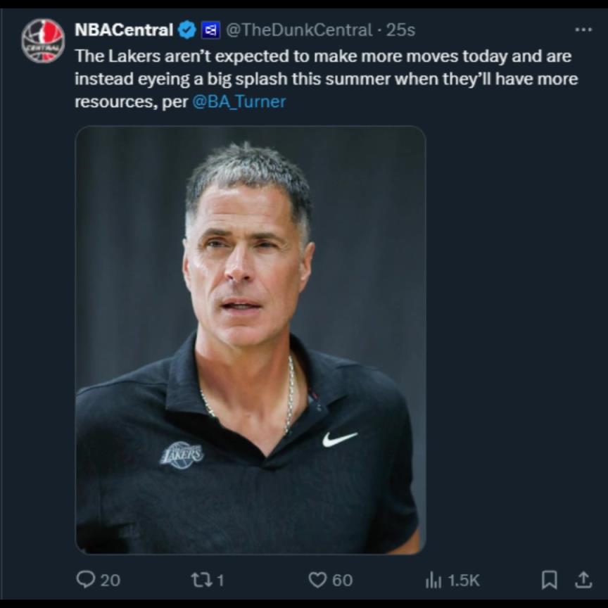 湖人球迷散了散了！名记透露：湖人的交易操作已经结束，将着眼于今年夏天！