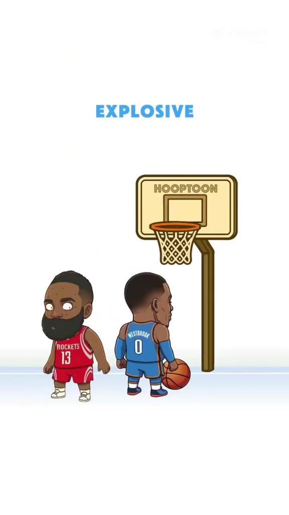 还挺可爱！威少在各个球队时期各种暴扣动漫版~