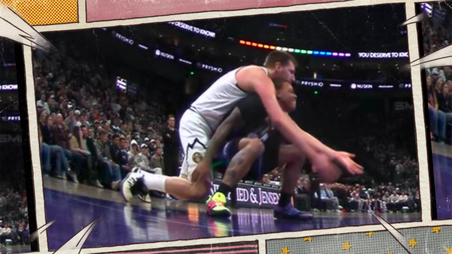 物理上的压力山大乔治被260斤约基奇重压！这谁顶得住啊！