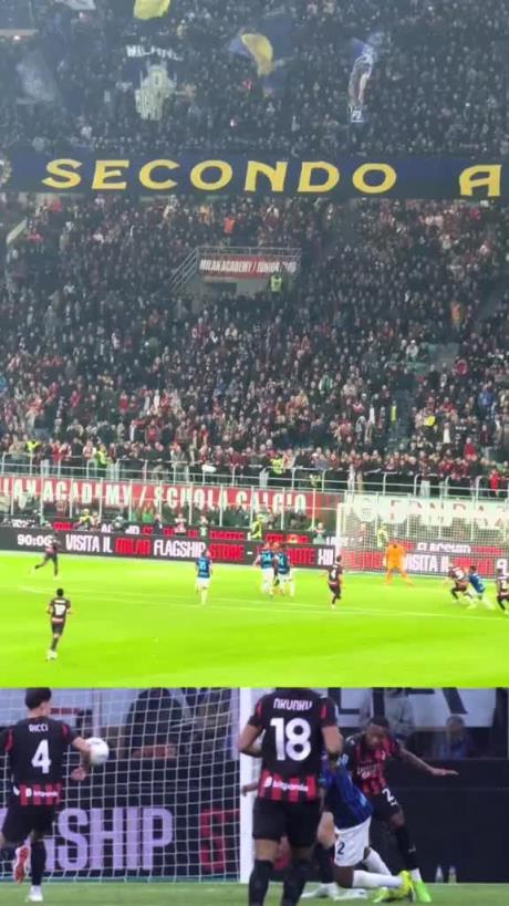 怎么看？实拍：米兰德比读秒阶段，里奇禁区内手球裁判未表示