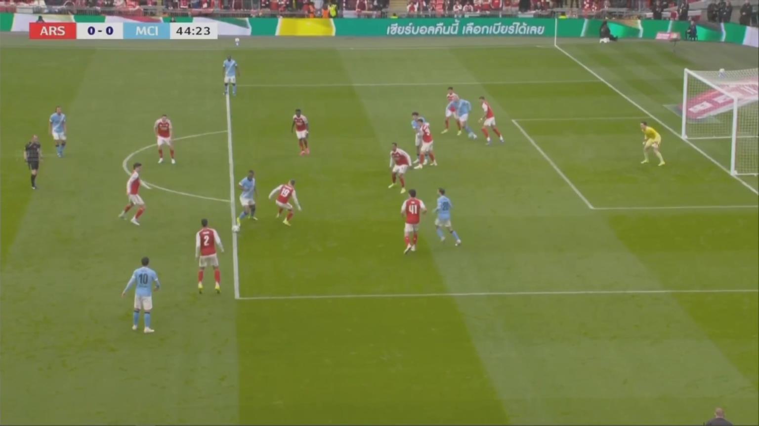 塞梅尼奥下底传中,哈兰德后点头球攻门高出!